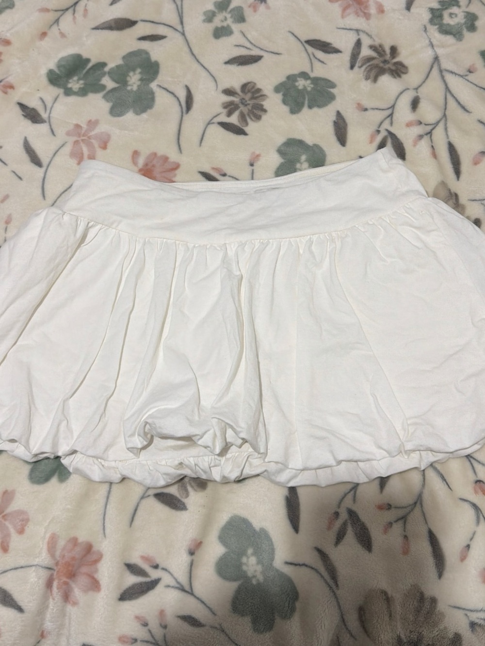 White Cotton Bubble Mini Skirt